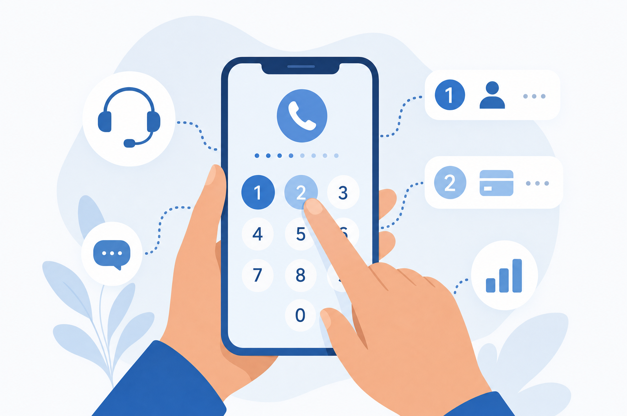 Illustration of navigating automated phone menu systems