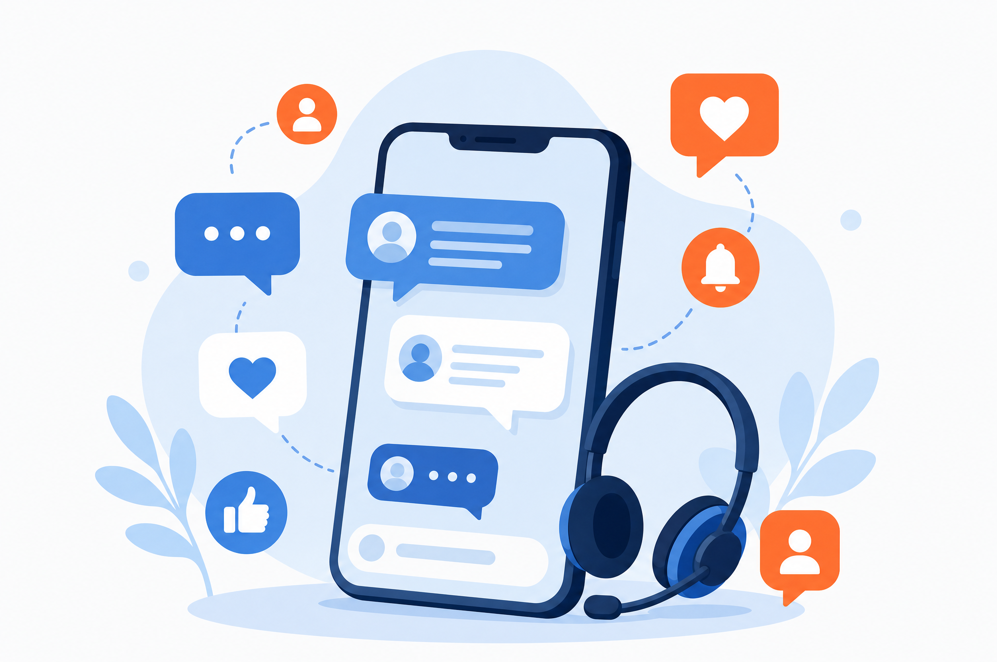 Illustration comparing customer service communication channels